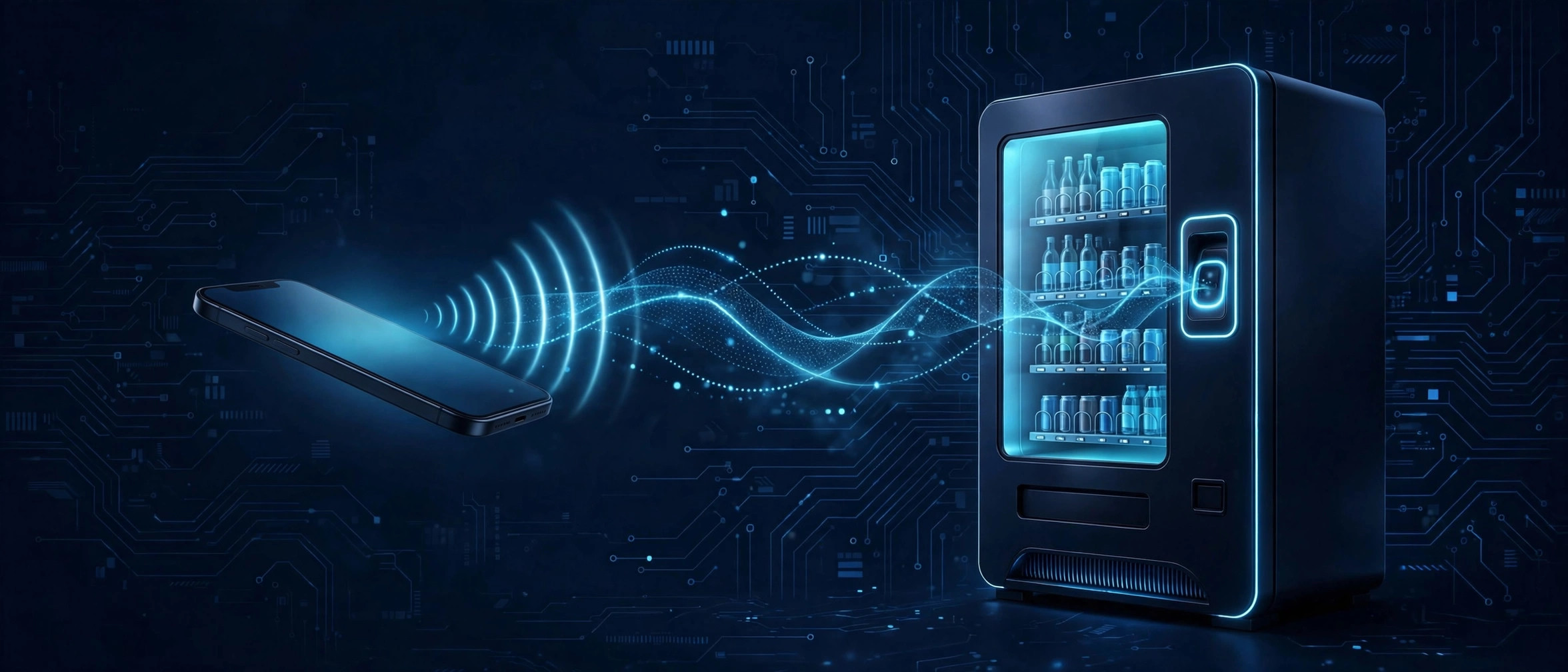 Illustration of phone payment at a vending machine
